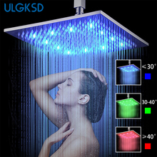 ULGKSD 16 Inch Bathroom Shower Faucet Chrome/ Nickel/ORB Solid Brass LED Head Square Shower Spray Rainfall Shower Head 2024 - buy cheap