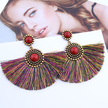 Mix Color Tassel Female Earrings Fashion Jewelry Woman 2019 Long Vintage Statement Bohemian Round Fringe Drop Earing 2024 - buy cheap