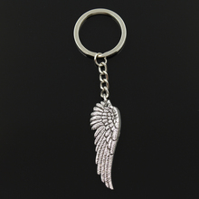 Fashion 30mm Key Ring Metal Key Chain Keychain Jewelry Antique Bronze Silver Color Plated Angel Wings 51x17mm Pendant 2024 - buy cheap