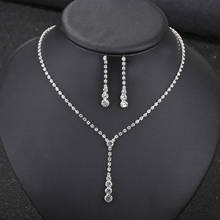 Fashion Crystal Rhinestone Necklace Women Chokers Bridal Pendant Necklaces Chain Tassel Jewelry Water Drop Necklace Set 2024 - buy cheap