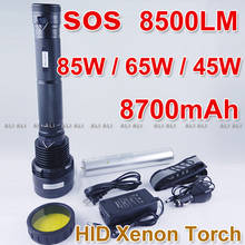 Silver Smart Super Bright 45W 65W 85W  HID Xenon Torch Flashlight 8700mAh Li-ion Battery 8500Lumen 1PCS NEW 2024 - купить недорого