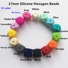 Chenkai-collar de chupete para bebé, cuentas hexagonales de silicona sueltas, sin BPA, de grado alimenticio, DIY, accesorios de cuentas de juguete, 17mm, 50 Uds. 2024 - compra barato