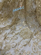 Nigerian French Lace Fabric JIANXI.C-111671 Latest Glitter Laces High Quality African net Lace With glued glitter 2024 - buy cheap