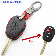 Flymelhor-capa de couro genuíno para chave, capa protetora com 3 botões para toyota 14-15, scion xb/desejar/yaris l415 2024 - compre barato