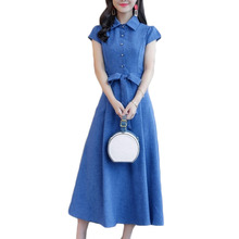 Новинка лета, женское корейское платье, тонкое длинное модное темпераментное платье с коротким рукавом, женские платья из хлопка и льна, модель F116 2024 - купить недорого
