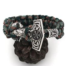 WICCA RAM Charm Nordic Goat Thor Hammer Viking Bracelet Men Women Vikingo Jewelry With DIY Runic Beads Accessories Dropshipping 2024 - compre barato
