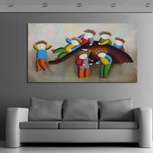 Handpainted Oil Paintings Kids Playing Art Pictures High Quality Lovely Childhood Decorative Wall Pictures on Canvas Home Decor 2024 - buy cheap