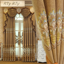 Cortinas europeias de luxo, telas de janela bordada, para sala de estar, quarto, cortinas com painel puro de pano 2024 - compre barato