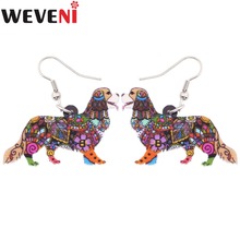 WEVENI Plastic Unique Drop Dangle Cavalier King Charles Spaniel Dog Earrings For Women New Fashion Animal Jewelry Accessories 2024 - buy cheap