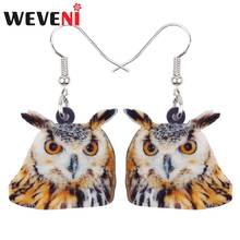 WEVENI Acrylic Cartoon Eurasian Eagle Owl Bird Earrings Cute Long Dangle Drop Trendy Animal Jewelry For Women Girls Charms Gift 2024 - buy cheap