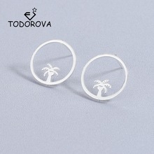 Todorova-pendientes de círculo Simple para mujer, aretes de palmera de coco Tropical, pendientes de árbol de verano, vacaciones hawaianas, pendientes de playa 2024 - compra barato