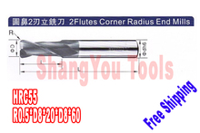 3pcs 8mm hrc55 R0.5*D8*20*D8*60 2 Flutes Milling tools Mill cutter  Corner Radius End Mill CNC router bits 2024 - buy cheap