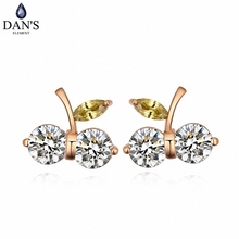 DAN'S ELEMENT New Sales AAA Zirconia Micro Inlays Champagne Gold Color Cherry Earrings For Women Valentine's Gift 109034white 2024 - buy cheap