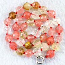 Facetada rodada beads colar turmalina melancia multicolor pedra de cristal 8mm rainbow jóia gargantilha cadeia 15 inch 18''FR16 2024 - compre barato