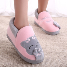 Home slippers ladies winter house men women lovers warm indoor bedroom shoes soft plush cute cartoon cat slippers flip flops 2024 - buy cheap