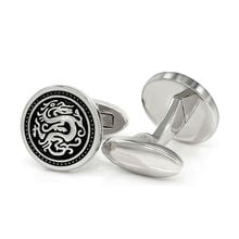 Chinese Dragon Engraved Silver Plated Cufflinks for Men Round Cuff Link Groomsmen Gifts Wedding 2024 - buy cheap