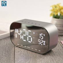 Reloj de despertador con efecto espejo y luz LED Digital con pantalla de temperatura, inalámbrico, Bluetooth, Usb, reproductor de música, altavoz de Radio FM 2024 - compra barato
