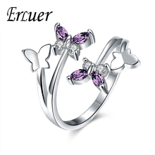 ERLUER Adjustable Rings For Women Girls Butterfly Heart Cross Rose Gold Color Wedding Jewelry Fashion Gift Crystal Female Ring 2024 - buy cheap