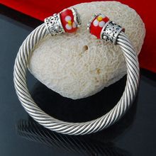 2018 new arrived 925 Tibet silver yellow crystal stone tag w/double  head Nation style cuff bracelet bangle for women /men's 2024 - buy cheap