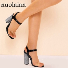 Sandalias de tacón alto de 11 CM para mujer, sandalias de cristal para mujer, zapatos de sandalias de verano, zapatos de tacón alto para mujer señora Chaussure 2024 - compra barato