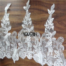 Delicate 9yards 440mm Ivory Fabric Flower Venise Venice Lace Trim Applique Sewing Craft LW0218 2024 - buy cheap