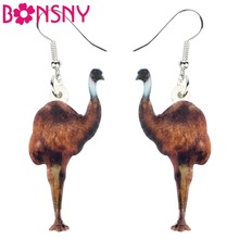 Bonsny-pendientes acrílicos con forma de pájaro para mujer y niña, aretes colgantes, largos, únicos, animales salvajes, regalo de recuerdo 2024 - compra barato