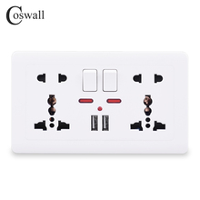 Coswall-Toma de corriente de pared Universal con doble orificio, Cargador USB de doble puerto, indicador LED de 146mm x 86mm, 2.1A 2024 - compra barato