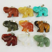 Colgante de elefante de animales, colgante de elefante Natural tallado de piedra dijes para joyería, venta al por mayor, 6 uds./lote, gran oferta, envío gratis 2024 - compra barato