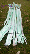 50Pieces/Lot Style D Tiffany blue ribbon lace wedding wands with bell  Wedding Ribbon Stick,ribbon Twirling Streamers 2024 - buy cheap