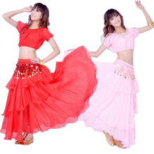 Костюм для индийского танца живота, комплект из 3 предметов, топ, юбка и пояс, 8 цветов, один размер 2024 - купить недорого