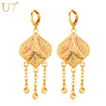 U7 Long Drop Earrings For Women Jewelry Trendy Gold Color Tassels Dangle Earrings Indian Jewelry Wholesale E651 2024 - buy cheap