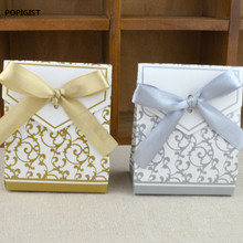 Fita de ouro para casamento, lembrança do bolo romântico coração doce caixa de doces decoração de casamento vintage kraft casamento 2024 - compre barato