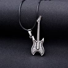New Fashion Mens Cool Punk Rock Music Guitar Stainless Steel Pendant Necklaces For Leather Chain Choker Necklace Men Jewelry 2024 - buy cheap