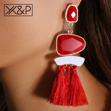 X&P Fashion Vintage Ethnic Long Tassel Big Drop Earrings For Women Wedding Geometric Personality Cotton Earring Jewelry Gift 2024 - buy cheap