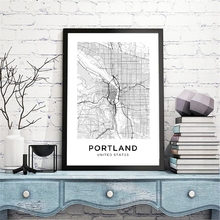 Portland mapa lona Póster Artístico impreso de mapa de la ciudad de Portland mapa lienzo pintura negro imagen en blanco pared de la habitación del hogar Decoración arte 2024 - compra barato