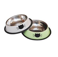 Fashion stainless steel small dog cat food bowl pet feeding bowl Pet Feeding Puppy Kitten feeding food bowl green gray 15*3.5cm 2024 - buy cheap