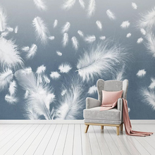 Papel tapiz Mural personalizado de cualquier tamaño, pintura de pared de pluma blanca 3D, pegatinas impermeables autoadhesivas para decoración del hogar, sala de estar y dormitorio 2024 - compra barato