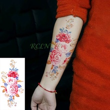 Водостойкая Временная тату-наклейка, цветок, роза, пион, тату, наклейки флэш-тату, искусственная татуировка для девочек, женщин 2024 - купить недорого