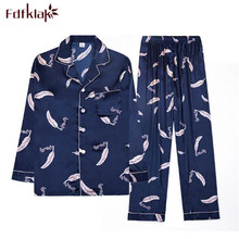 Fdfklak Vintage print spring summer pijamas women long sleeve silk sleepwear pajamas set large size home clothes pyjamas female 2024 - buy cheap