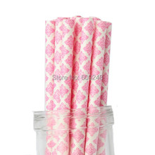 100pcs Pick Your Colors Hot Pink Damask Party Paper Straws, Vintage Retro Kids Party Supplies Cake Pop Sticks - Pixie Sticks 2024 - buy cheap