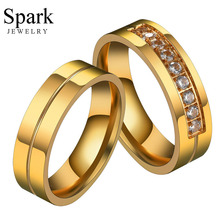 Романтическое кольцо Spark, Помолвочное кольцо из нержавеющей стали с цирконием 6 мм для пар, подарок на день Святого Валентина 2024 - купить недорого