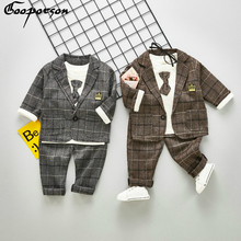 Conjunto de ropa para niño pequeño 3 uds. Traje pequeño Caballero trajes Jackes camisa pantalones niños traje de boda conjuntos de fiesta 2024 - compra barato