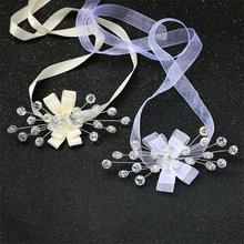 5pcs/lot Newest Rhinestone Wrist Flower Bridesmaid Sisters Hand Flowers Artificial Bride Flowers Wedding Doration Flower 2024 - buy cheap