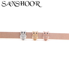 SANSHOOR Jewelry Crystal Cute Animal Owl Birds Slide Charms Animal Patterns For Female Mesh Bracelets Accessories 2024 - buy cheap