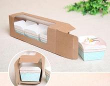 kraft paper Macarons boxes, kraft packaging box with window ,cookie kraft box ,kraft catron cake box 137x70x60mm 2024 - buy cheap