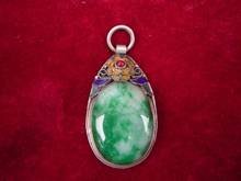 Rare Qing Dynasty cloisonne&Silver jade Pendant ,free shipping 2024 - buy cheap