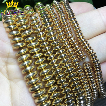Natural Stone Gold Rondell Hematite Beads Round Loose Spacer Beads For Jewelry Making DIY Bracelets Accessorie 15"Strand 4/6/8mm 2024 - compre barato