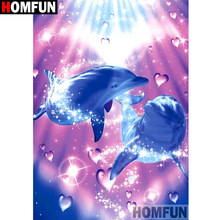 HOMFUN Full Square/Round Drill 5D DIY Diamond Painting "Dolphin scenery" Embroidery Cross Stitch 3D Home Decor Gift A12441 2024 - buy cheap