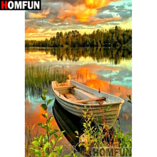 HOMFUN Full Square/Round Drill 5D DIY Diamond Painting "Boat scenery" Embroidery Cross Stitch 3D Home Decor Gift A11608 2024 - buy cheap