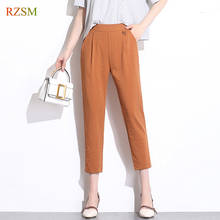 Casual Harem Pants Women 2018 New Loose Cotton Linen Trousers Elastic High Waist Vintage Female OL Capris Plus Size S-3XL 2024 - buy cheap
